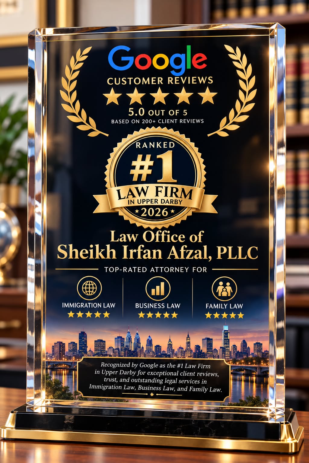 Google customer reviews plaque supplied by the firm