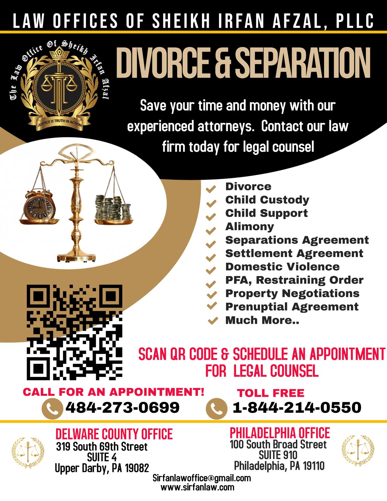 Family Law practice poster supplied by the firm