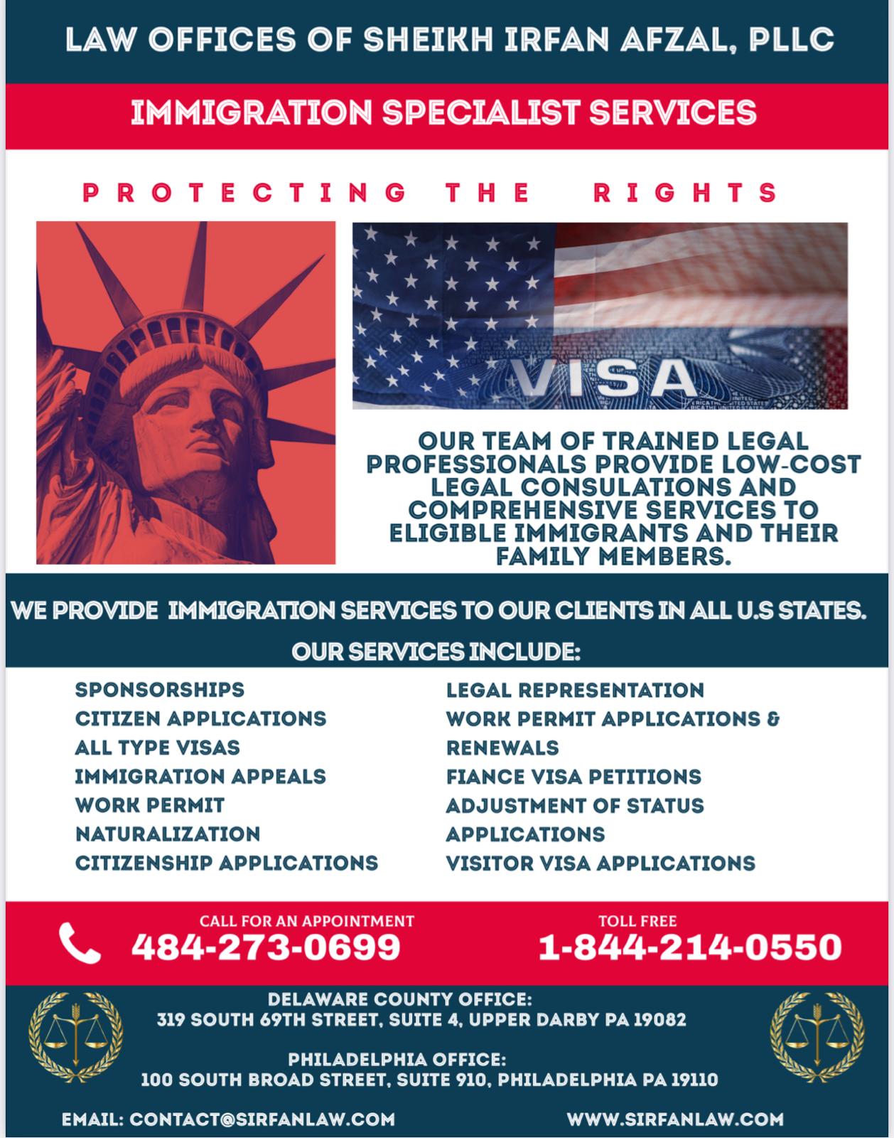 Immigration Law practice poster supplied by the firm